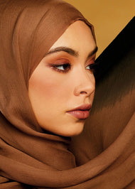 Camel & Green Ombre Chiffon Silk Hijab | Aab Hijabs