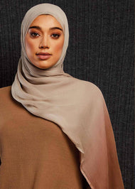Camel & Nude Ombre Chiffon Silk Hijab