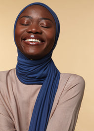 Premium Jersey Hijab Denim Blue