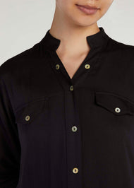 Slim Fit Shirt Maxi Black | Maxi Dresses | Aab Modest Wear